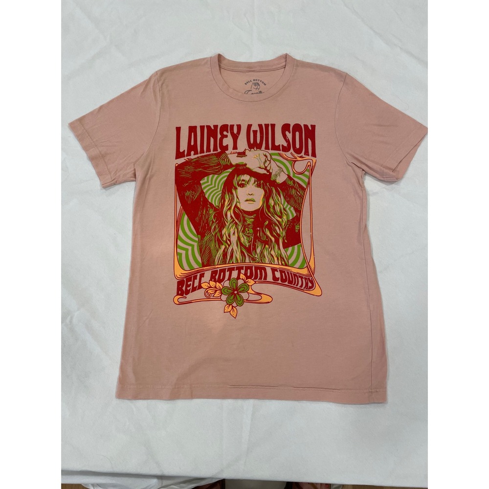 Lainey Wilson Bell Bottom Country Graphic Tee Peach Pink Concert Shirt L